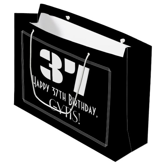 37e verjaardag ~ Art Deco Geïnspireerde look "37"  Groot Cadeauzakje (Voorkant Gekanteld)