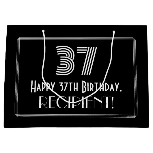 37e verjaardag — Art Deco Geïnspireerde look "37"  Groot Cadeauzakje (Voorkant)