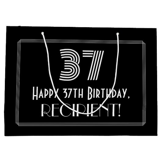 37e verjaardag — Art Deco Geïnspireerde look "37"  Groot Cadeauzakje (Achterkant)