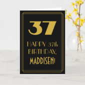 37e verjaardag ~ Art Deco geïnspireerde look "37"  Kaart (Gele Bloem)