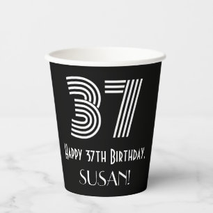 37e verjaardag — Art Deco Geïnspireerde look "37"  Papieren Bekers