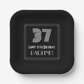 37e verjaardag — Art Deco Geïnspireerde look "37" Papieren Bordje (Voorkant)