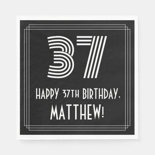 37e verjaardag: Art Deco Geïnspireerde look "37" + Servet (Voorkant)