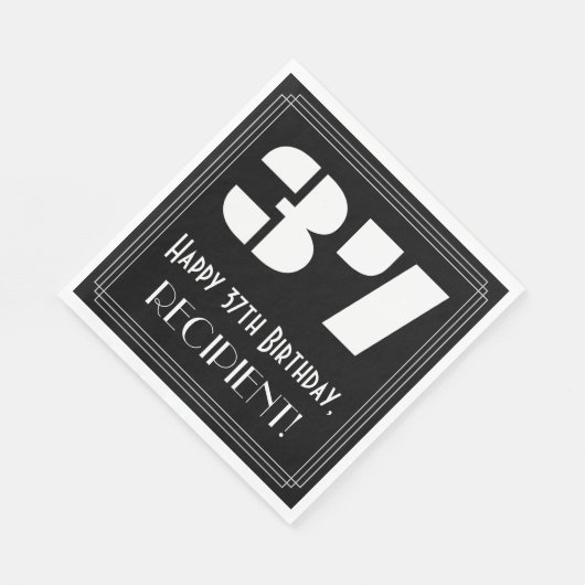 37e verjaardag: Art Deco Geïnspireerde look "37" + Servet (Hoek)
