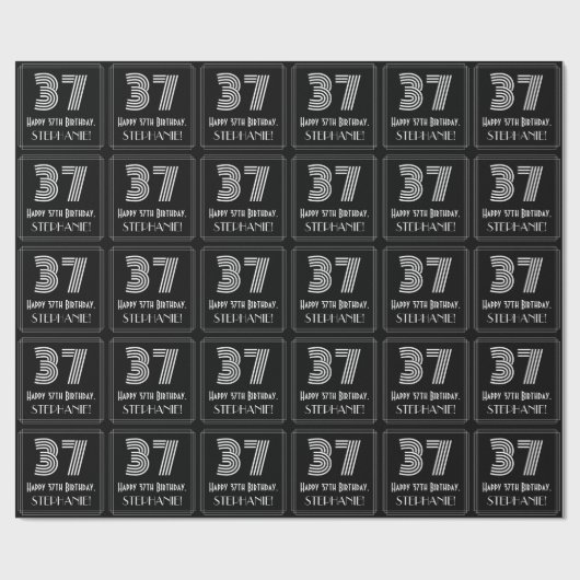37e verjaardag: Art Deco geïnspireerde look "37" w Cadeaupapier (Vlak)