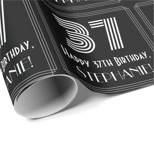 37e verjaardag: Art Deco geïnspireerde look "37" w Cadeaupapier (Rol Hoek)