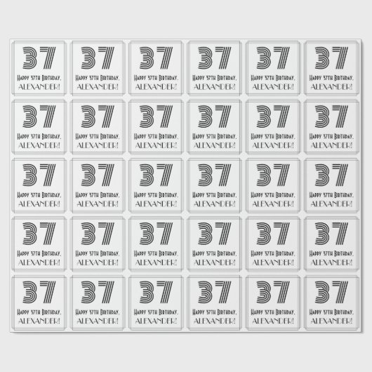 37e verjaardag: Art Deco Geïnspireerde stijl "37"  Cadeaupapier (Vlak)