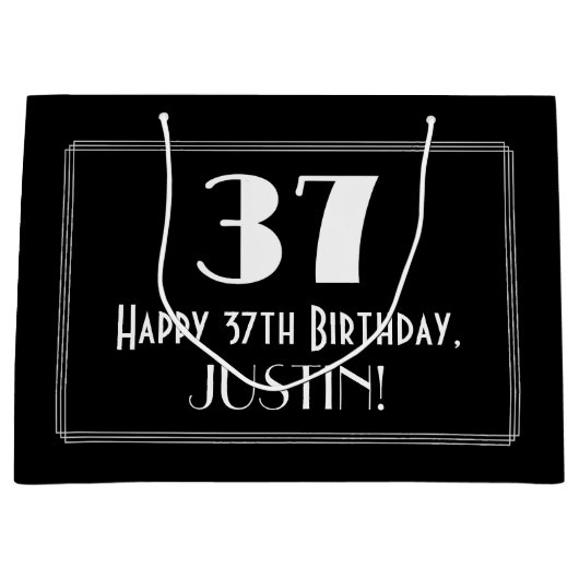 37e verjaardag: Art Deco Geïnspireerde stijl "37", Groot Cadeauzakje (Voorkant)