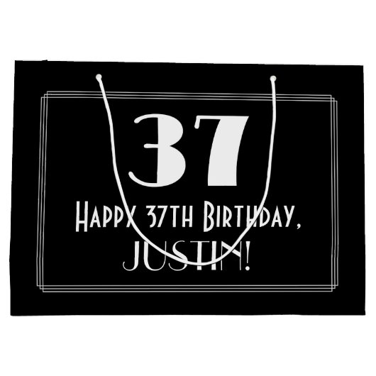 37e verjaardag: Art Deco Geïnspireerde stijl "37", Groot Cadeauzakje (Achterkant)