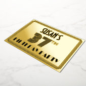 37e verjaardag — Art Deco Style "37" en naam Folie Uitnodiging (Gedraaid)