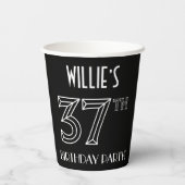 37e verjaardag: Art Deco Style + aangepaste naam Papieren Bekers (Achterkant)