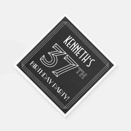 37e verjaardag: Art Deco Style + aangepaste naam Servet (Hoek)