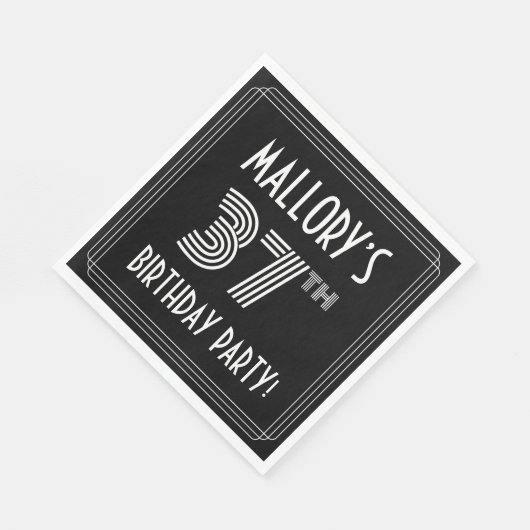 37e verjaardag: Art Deco Style + aangepaste naam Servet (Hoek)