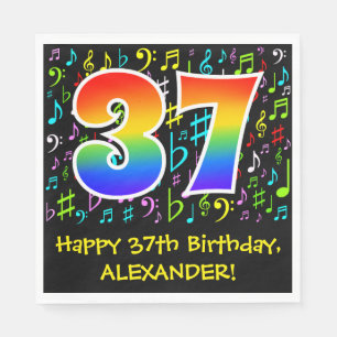 37e verjaardag - Colorful Music Symbols, Rainbow 3 Servet