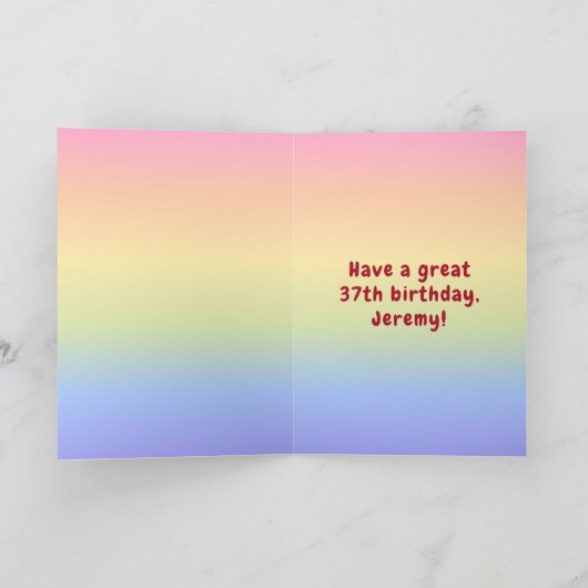 37e verjaardag: Colorful Rainbow # 37, aangepaste Kaart (Binnen)