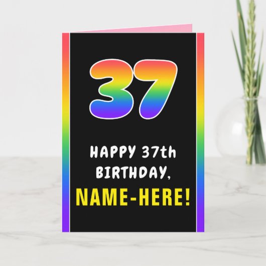37e verjaardag: Colorful Rainbow # 37, aangepaste Kaart (Voorkant)