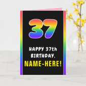 37e verjaardag: Colorful Rainbow # 37, aangepaste Kaart (Gele Bloem)