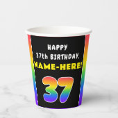 37e verjaardag: Colorful Rainbow # 37, aangepaste  Papieren Bekers (Voorkant)