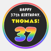 37e verjaardag: Colorful Rainbow # 37, aangepaste  Ronde Sticker (Voorkant)