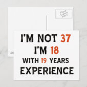 37e verjaardag design briefkaart (Voorkant / Achterkant)