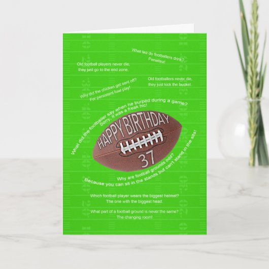 37e verjaardag, echt slechte football grappen kaart (Voorkant)
