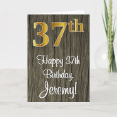 37e verjaardag: Elegant Faux Gold Look #, Faux Woo Kaart (Voorkant)