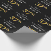 37e verjaardag: Elegant, zwart, Faux Gold look Cadeaupapier (Hoek)