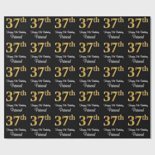 37e verjaardag: Elegante luxe Faux Gold look # Cadeaupapier (Vlak)