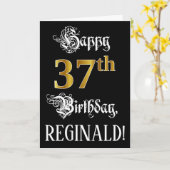 37e verjaardag — Fancy script; Faux Gold Kijk; naa Kaart (Gele Bloem)