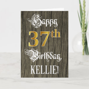 37e verjaardag: Faux Gold look + Faux-houten patro Kaart