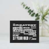 37e verjaardag feest grootste zevenendertig jaar o uitnodiging briefkaart (Staand voorkant)