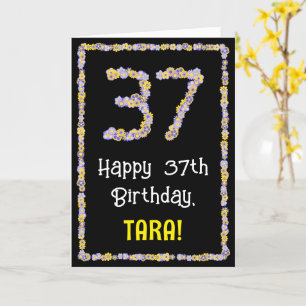 37e verjaardag: Floral Flowers Number, Custom Name Kaart
