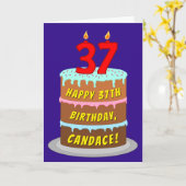 37e verjaardag: Fun Cake and Candles + Custom Name Kaart (Gele Bloem)