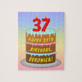 37e verjaardag: Fun Cake and Candles + Custom Name Legpuzzel (Verticaal)