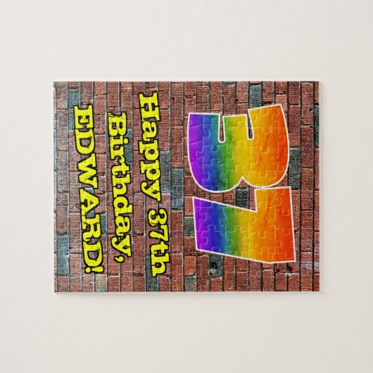 37e verjaardag: Fun Graffiti-geïnspireerde regenbo Legpuzzel (Horizontaal)