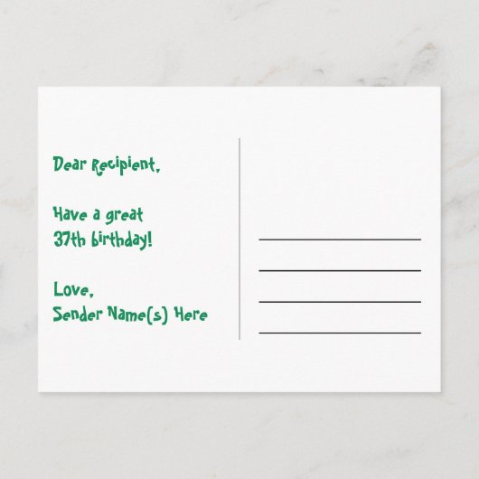 37e verjaardag: Fun Hearts Pattern, Rainbow 37 Briefkaart (Achterkant)