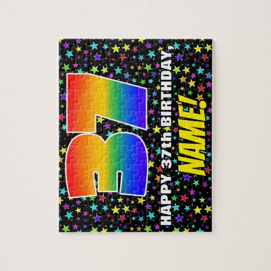 37e verjaardag — Fun, kleurrijk Star Field Pattern Legpuzzel (Verticaal)