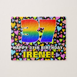 37e verjaardag — Fun, liefhebbende hartvormen + "3 Legpuzzel