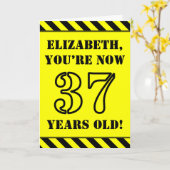 37e verjaardag: Fun Stencil Style Text, Custom Nam Kaart (Gele Bloem)