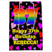 37e verjaardag: Heatten, regenboognr. 37 Medium Cadeauzakje (Achterkant)