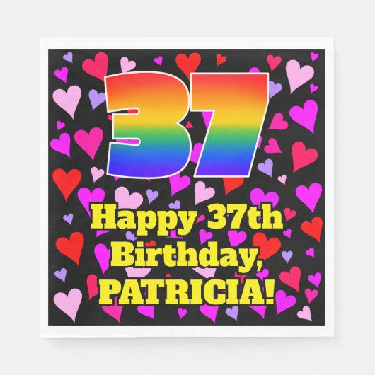 37e verjaardag: Heatten, regenboognr. 37 Servet (Voorkant)