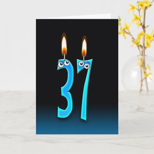 37e verjaardag kaarsen kaart (Gele Bloem)