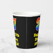 37e verjaardag: Kleurrijk, Leuk, Opwindend, Regenb Papieren Bekers (Rechts)