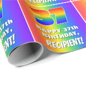 37e verjaardag: kleurrijk, vun regenboogpatroon # cadeaupapier (Rol Hoek)