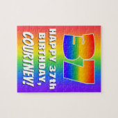 37e verjaardag: kleurrijk, vun regenboogpatroon # legpuzzel (Horizontaal)