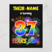 37e verjaardag - Leuk vuurwerk, Rainbow Look "37" Briefkaart (Voorkant)