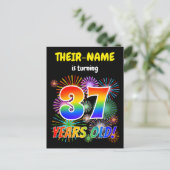 37e verjaardag - Leuk vuurwerk, Rainbow Look "37" Briefkaart (Staand voorkant)