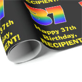 37e verjaardag: Leuke, kleurrijke regenboog geïnsp Cadeaupapier (Rol Hoek)