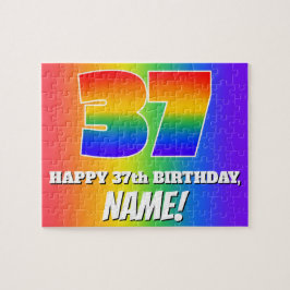 37e verjaardag — Meerkleurig regenboogpatroon "37" Legpuzzel