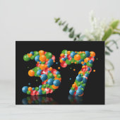 37e verjaardag, met bubbels en ballen kaart (Staand voorkant)